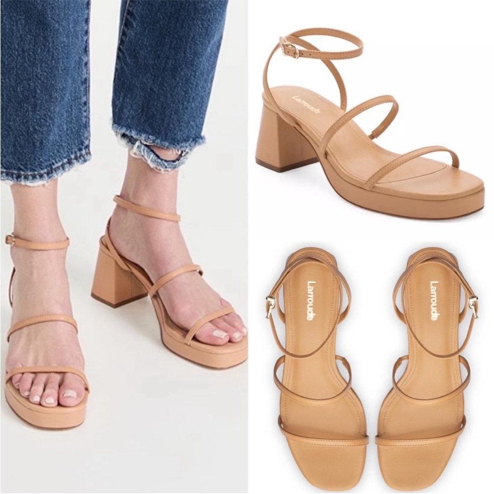 Larroudé Gio Sandal In Tan Leather Size 5.5